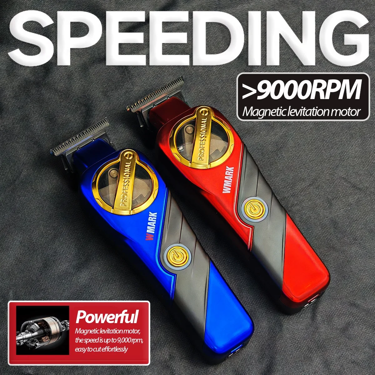 WMARK 9213 محرك الإرتفاع المغناطيسي النقش المقصات اللاسلكية 9000 دورة في الدقيقة مقص الشعر الرجال المهنية صالون الشعر المتقلب