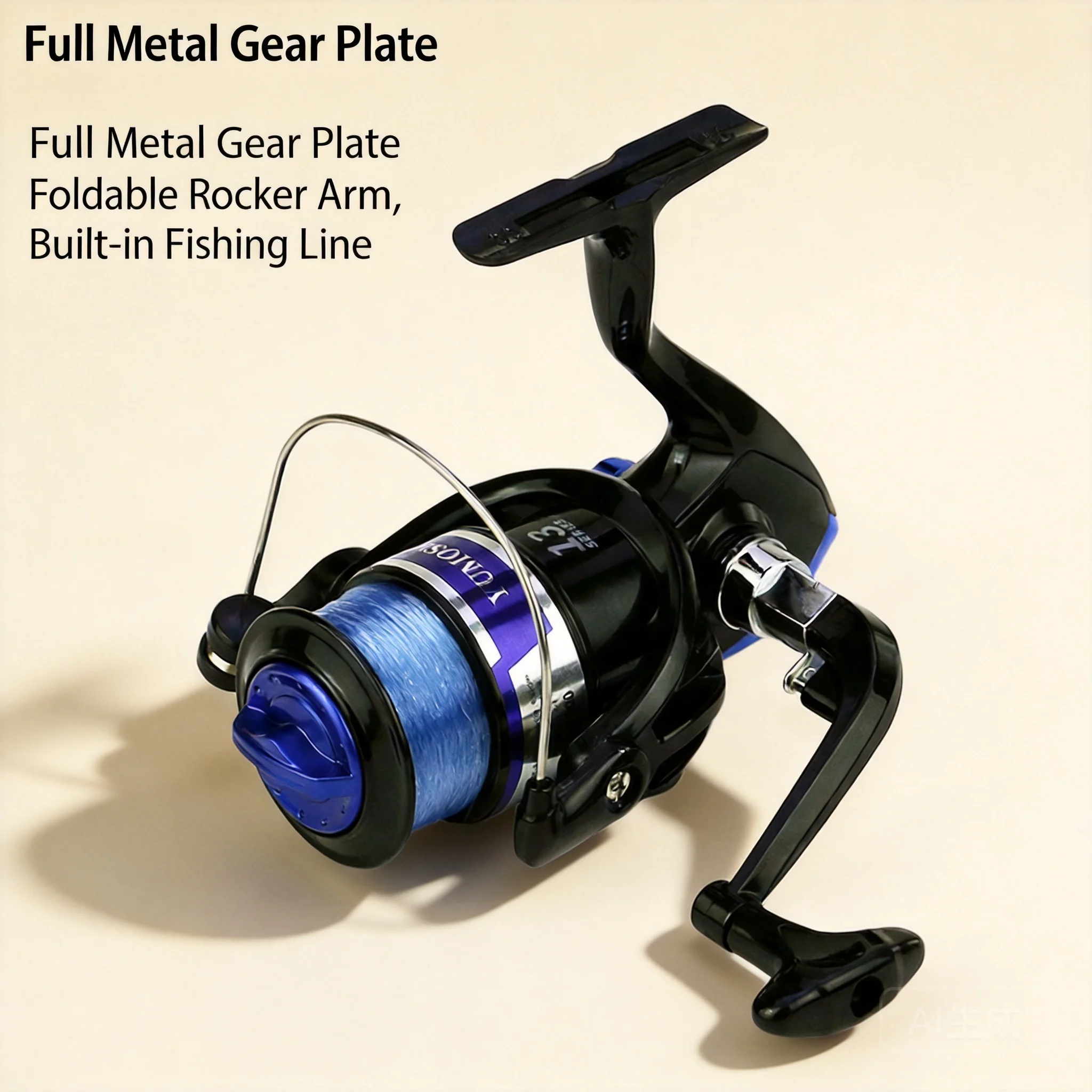 Blue Spinning Fishing Reel With Preloaded Line Folding Rocker Arm Metal Gear For Sea Raft Lure Fishing Mk1000 To Mk10000 Series