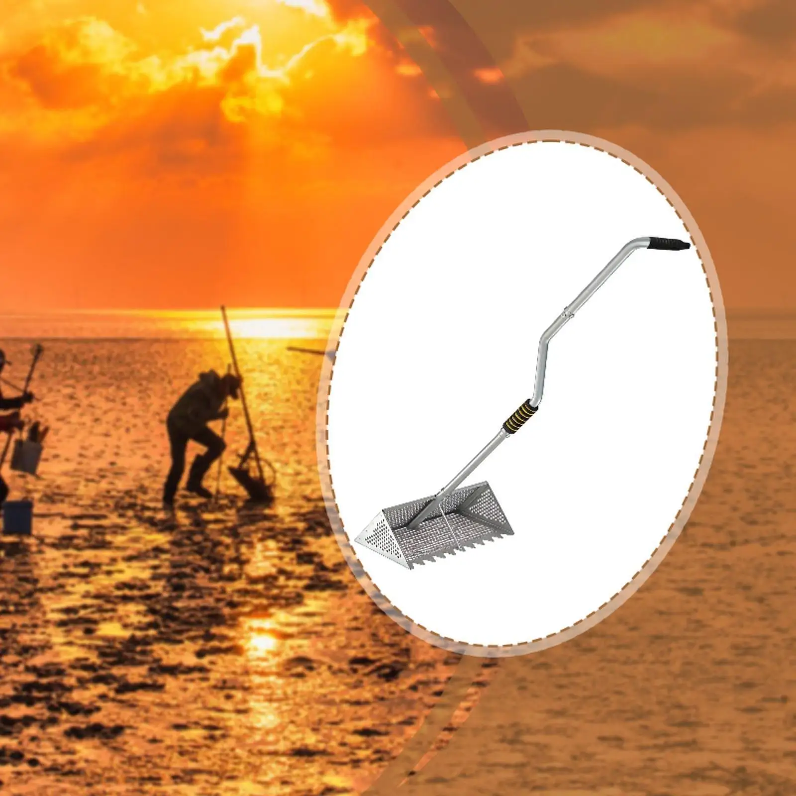 

Sand Rake Anti Slip Ergonomic Comfortable Multipurpose Labor Saving Stainless Steel Shark Tooth Sifter Crab Catcher Sand Sifter