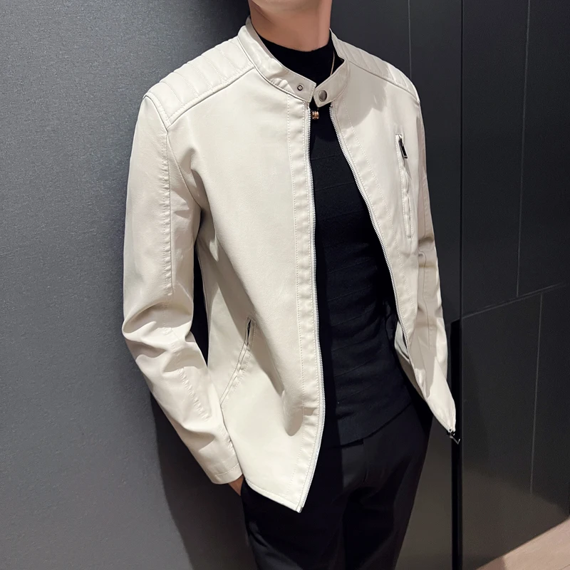

Повседневные топы с воротником-стойкой, мужской пиджак из искусственной кожи, уличная флисовая толстая куртка, осенне-зимняя уличная одежда, новая мужская верхняя одежда