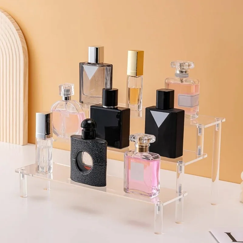 1-4 Tier Acrylic Display Stand Durable Display Rack For Cupcake Perfume Doll Transparent Trapezoidal Blind Box Storage Shelf - Image 5