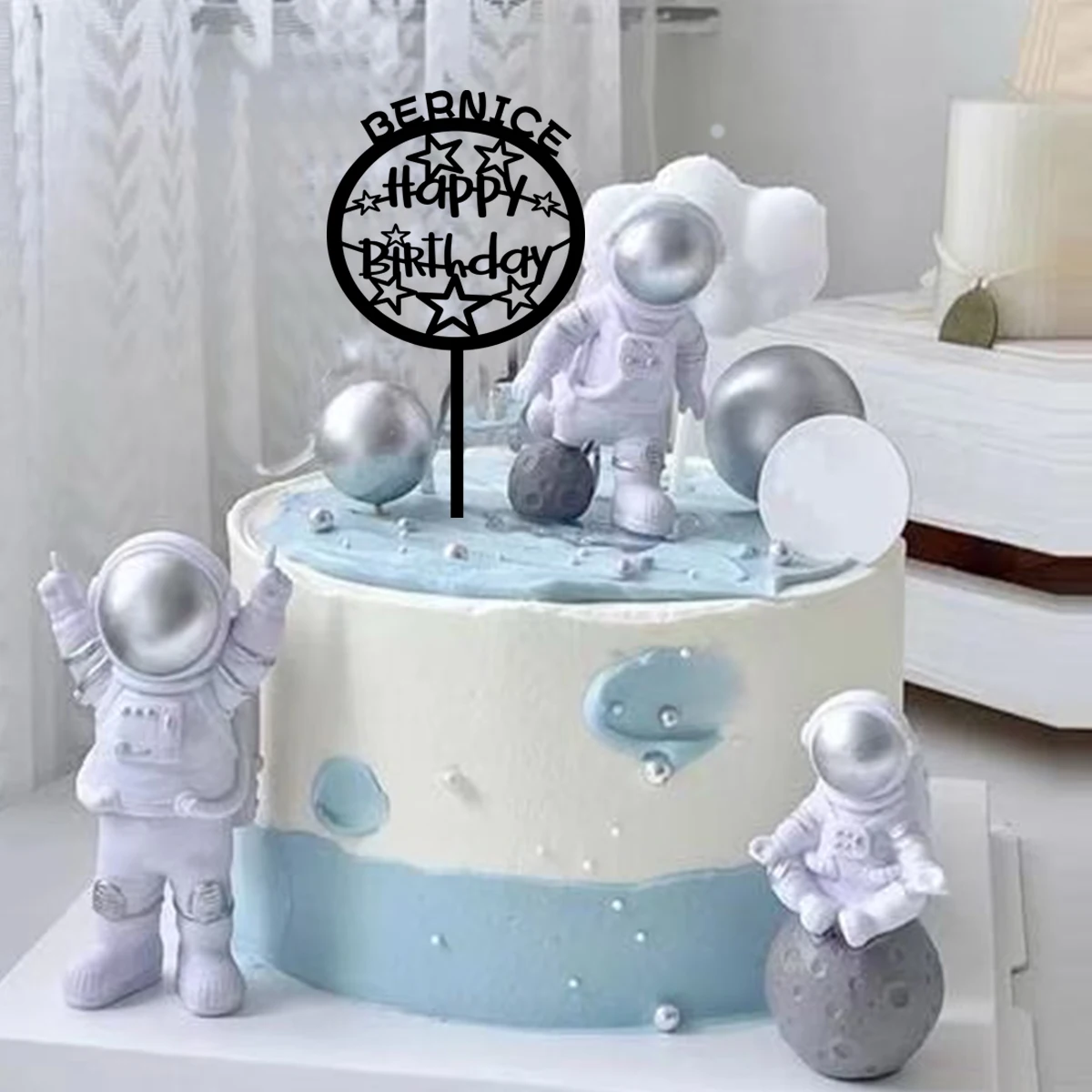1PC Affordable Party-style Happy Birthday wishes Custom Text Cake Stand Bar Topper Supplies Gift For Her Gift Idea Couple