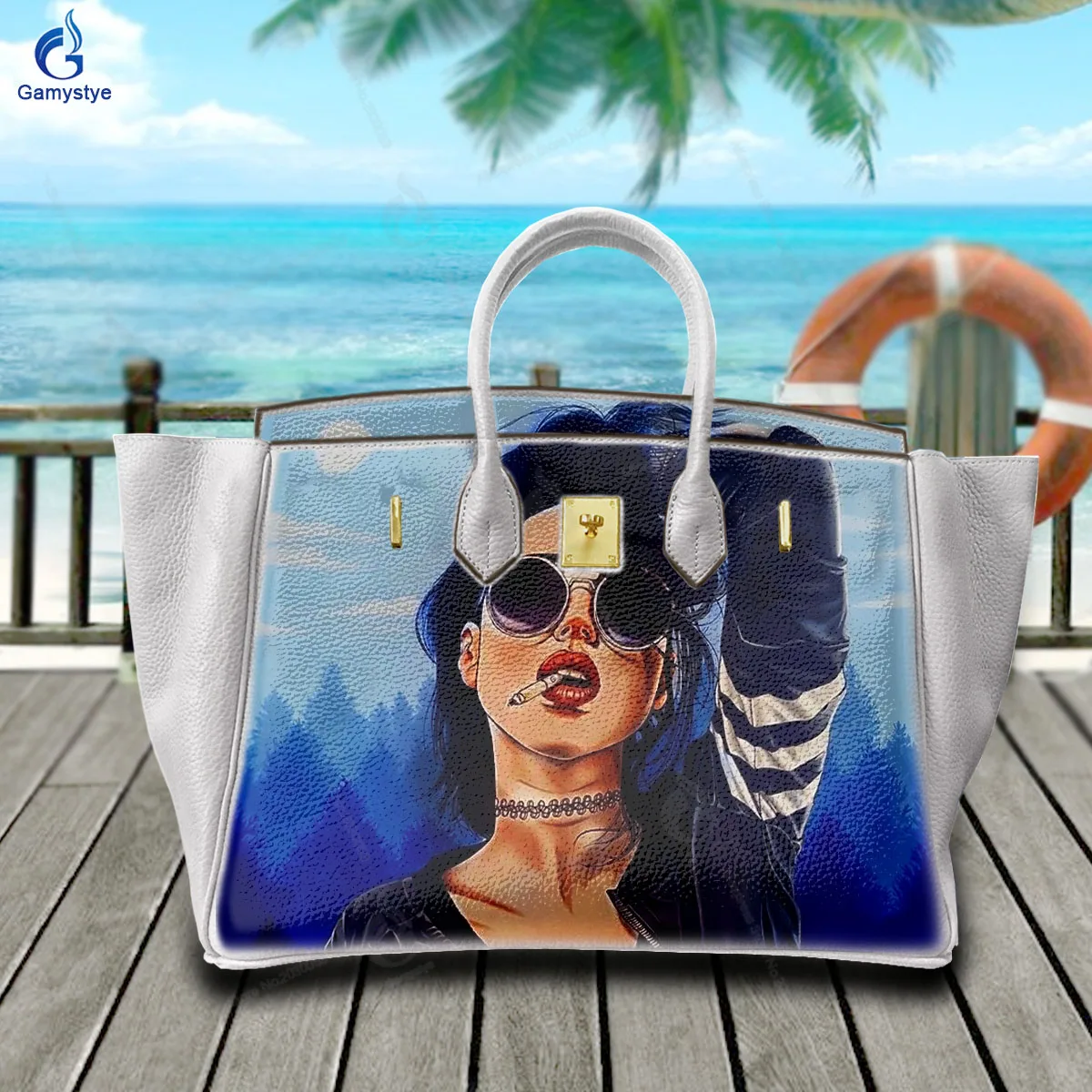 

Shoulder Bags Sac De Luxe Femme Luxury Bags Women Cool Girl Print Genuine Togo Leather High Quality Hand Draw Customize Art Bag