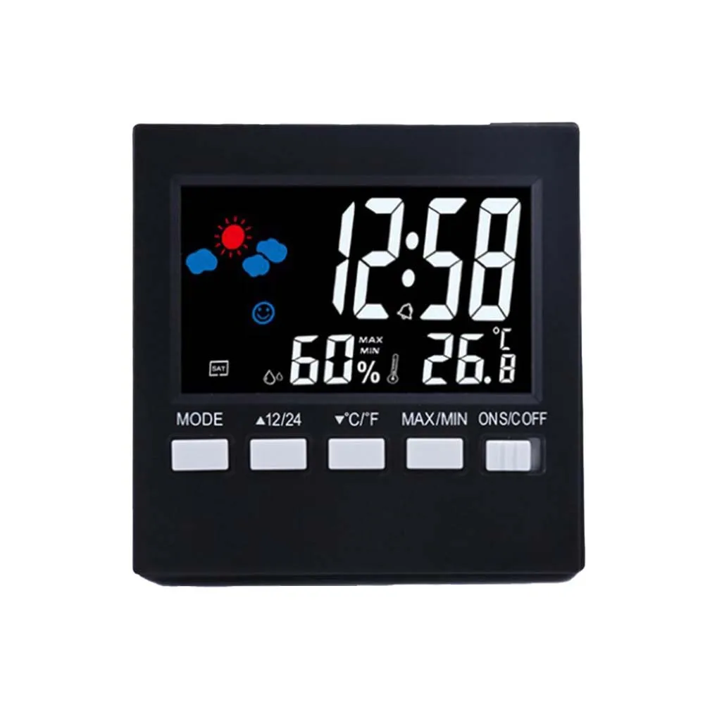 Electronic Alarm Clock with Backlit Thermometer and Hygrometer  Voice Controlled  Accurate Time and Temperature Reading
