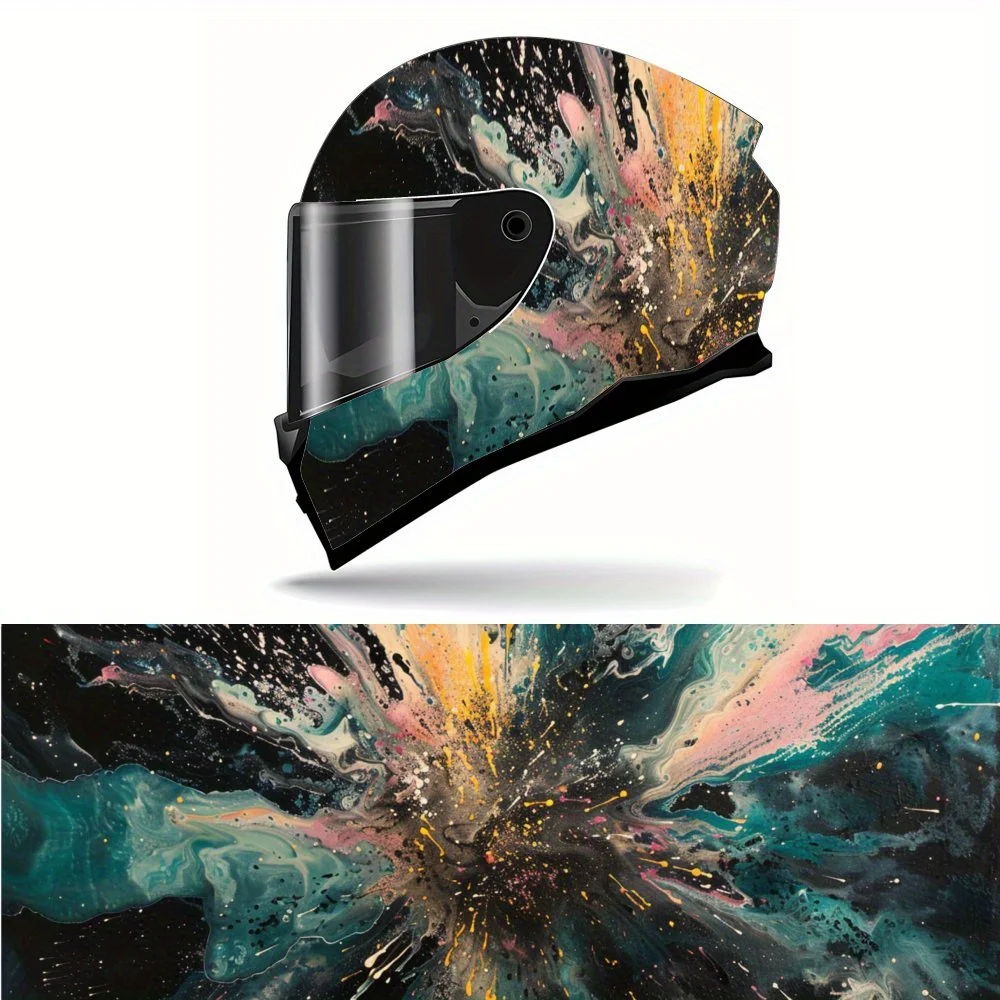 

Виниловая пленка для шлема Dynamic Cosmic Burst, водонепроницаемые съемные наклейки для мотоциклетных велосипедных шлемов, универсальная защита от царапин F