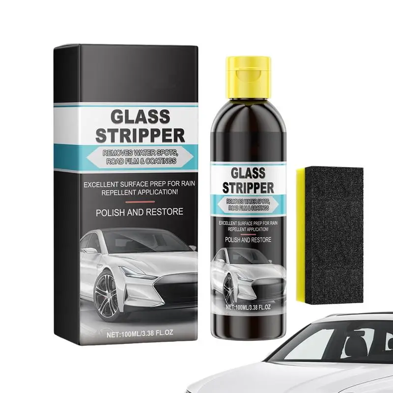 

Auto Glass Polishing Cleaner 100ml Anti-Fog Car Window Polish Oil Film Remover Rainproof Windshield Oil Film Agent With Sponge