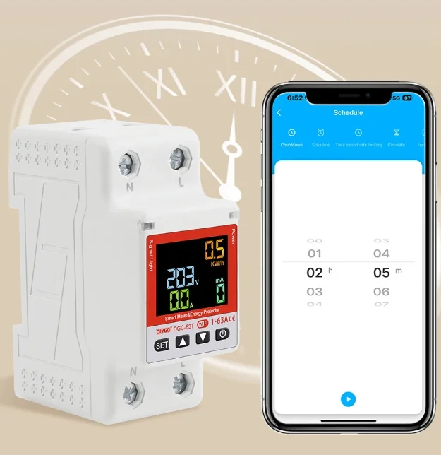 WiFi Smart Remote Control Circuit Breaker Real-time Data Display Over Under Voltage Protector Energy Power kWh Meter Smart Life