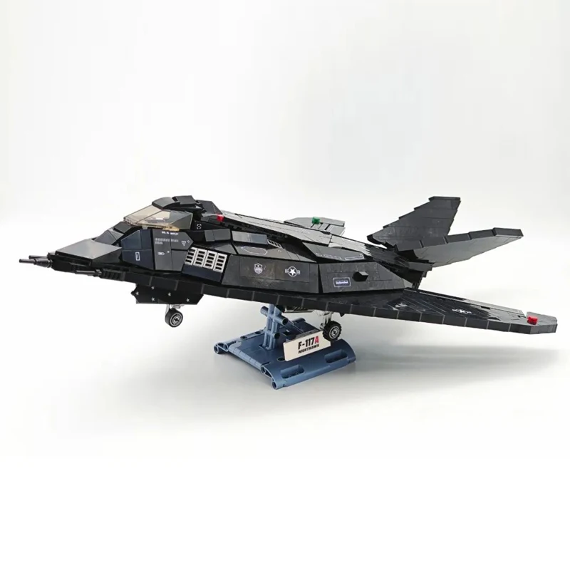 2023 Nieuwe Militaire F-117A Gevechtsvliegtuig Bouwstenen Model Moc Creativiteit Vliegtuig Bakstenen Speelgoed Voor Kinderen Kerstcadeau Set