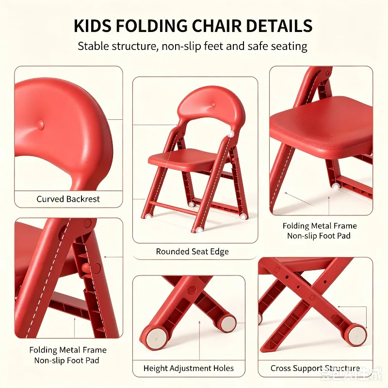 LLY Portable Folding Chair Household Children's Backrest Chair Bathroom Non-slip Bath Stool