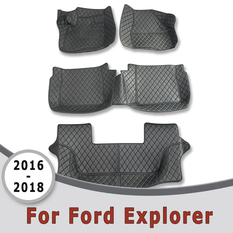 Car Floor Mats For Ford Explorer 2018 2017 2016 (7 seats) Carpets Interior Accessories Rugs Auto Parts Waterproof Foot Pads