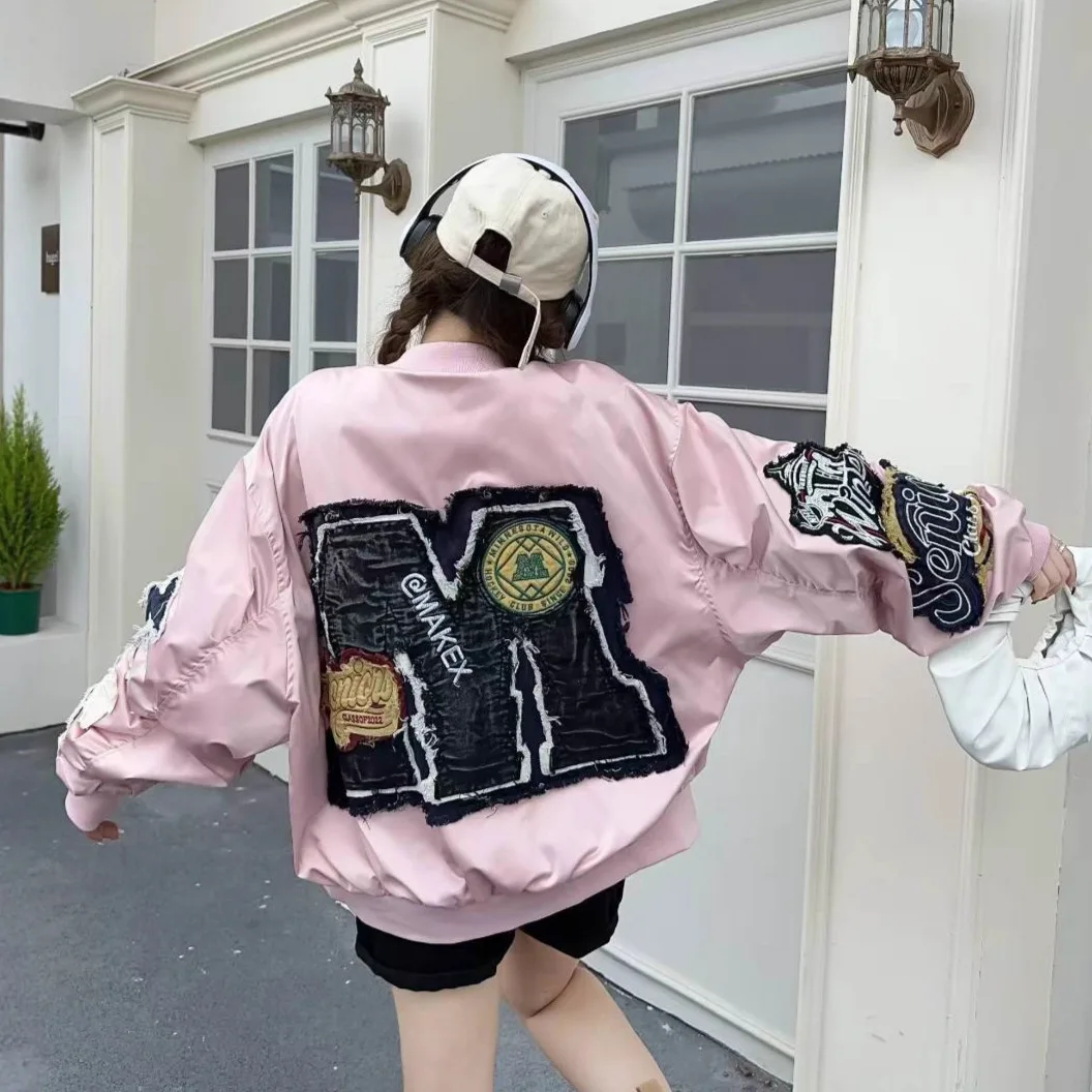 European Style Trendy Brand Baseball Jacket for Women Spring and Autumn Heavy Embroidery High-end Loose Fit Flight Jacket