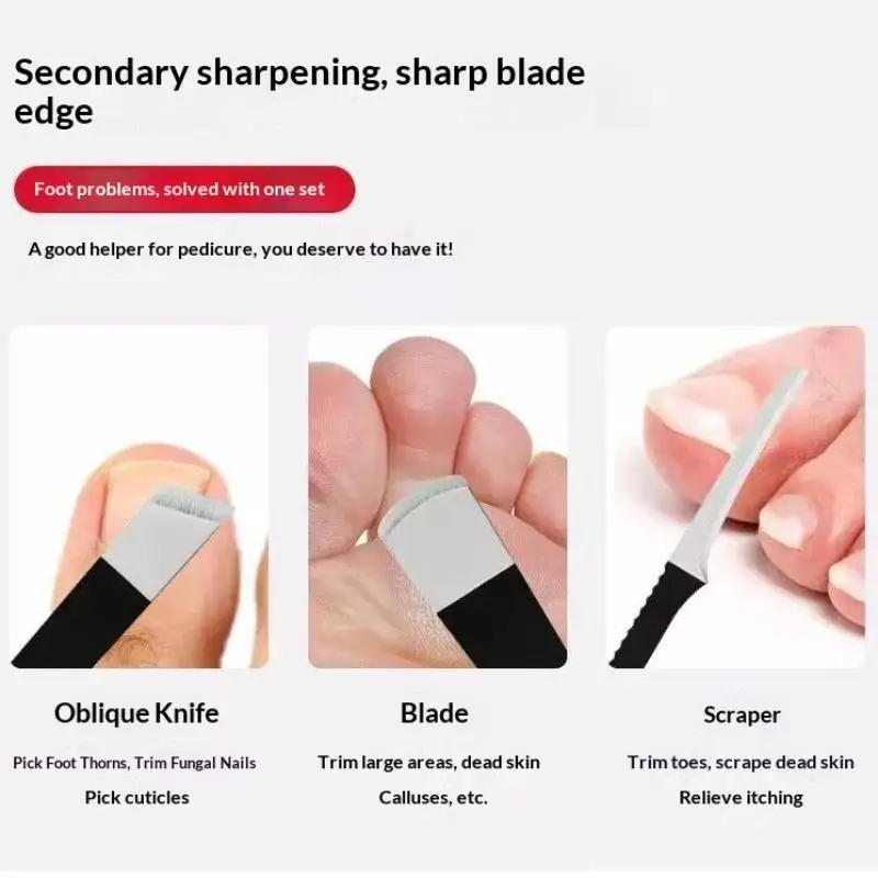 3/4/5/6Pcs Foot Care Pedicure Knife Set Sharp Stainless Steel Blades with Storage Case for Daily Foot Grooming view 4