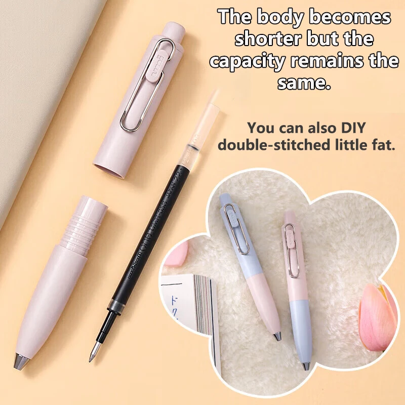 Uni bonito mini caneta gel, uniball UMN-SP gordinho push-action grosso tinta preta bolso caneta secagem rápida à prova dwaterproof água compacto material escolar