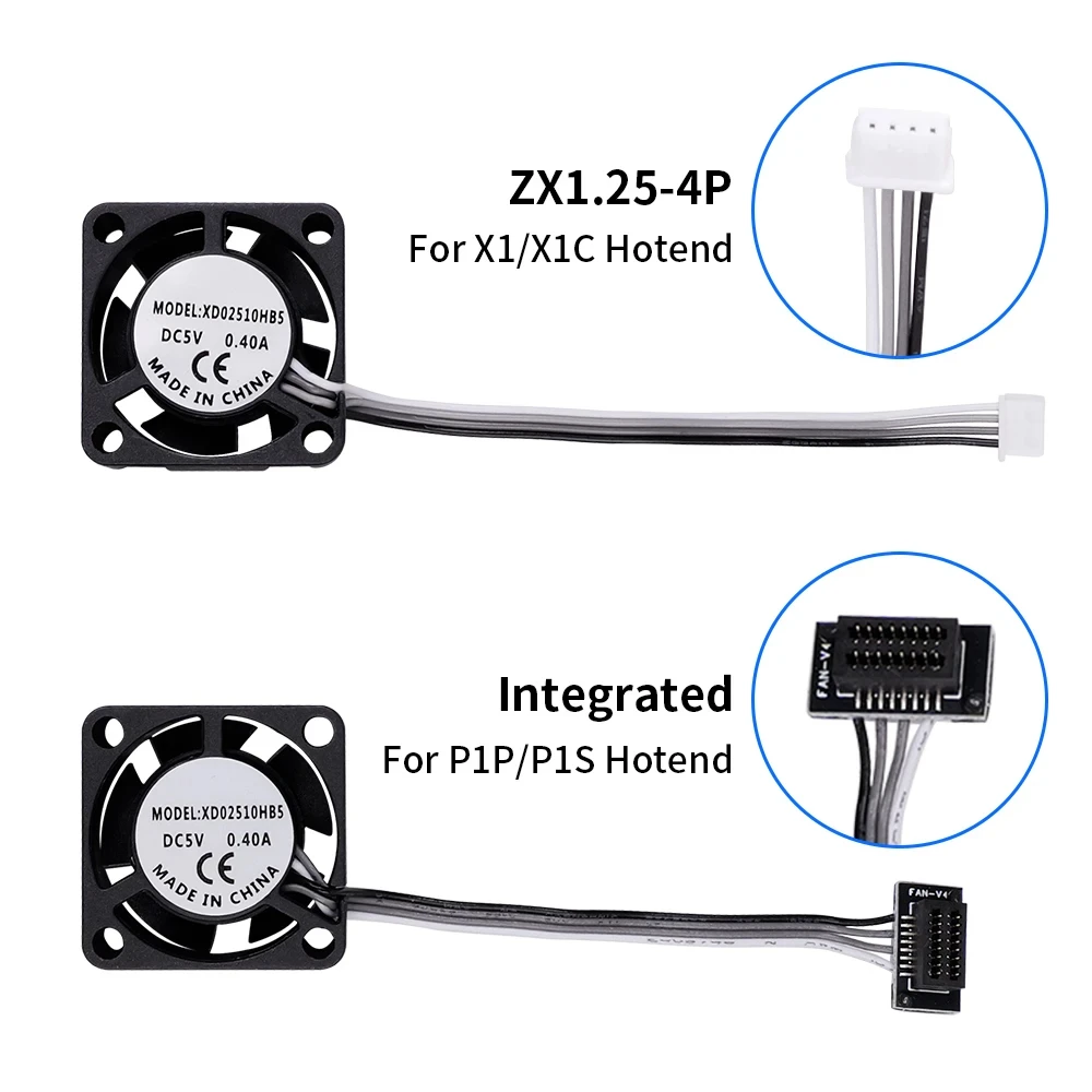 Hotend Cooling Fan 2510 Fan With Cable Rapid Cooling Fan For Bambu Lab X1/P1 A1 X1C P1S P1P A1 Mini 3D Printer Parts
