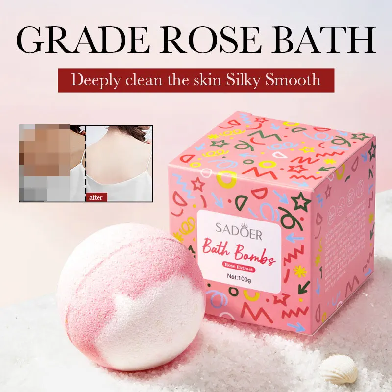 Salt Ball SADOER Rose Bath Ball Deep Cleansing Body Soothing Relaxation Enjoy The Fun of Bathing