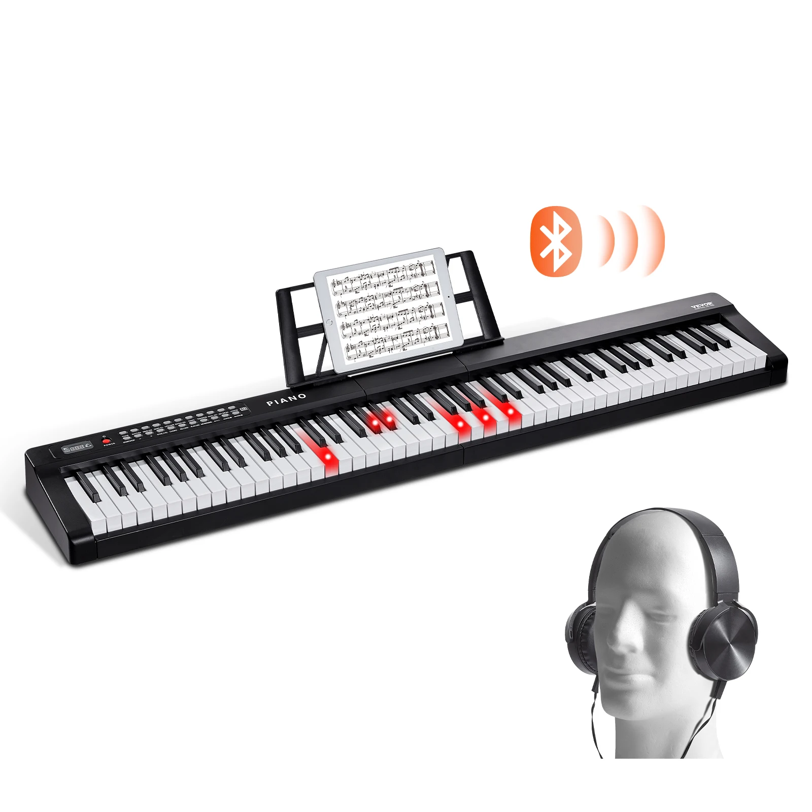 SucceBuy-teclado de Piano Digital de 88 teclas, teclas semipesadas, teclado eléctrico portátil de tamaño completo, juego de Piano de 1000 tonos para principiantes