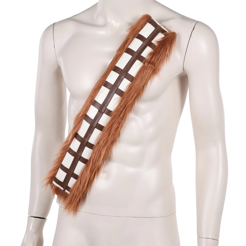 Movie Space Battle Chewbacca Cosplay Shoulder Strap Brown Fur Costume Accessories Outfits Props Disguise Halloween Carnival view 3