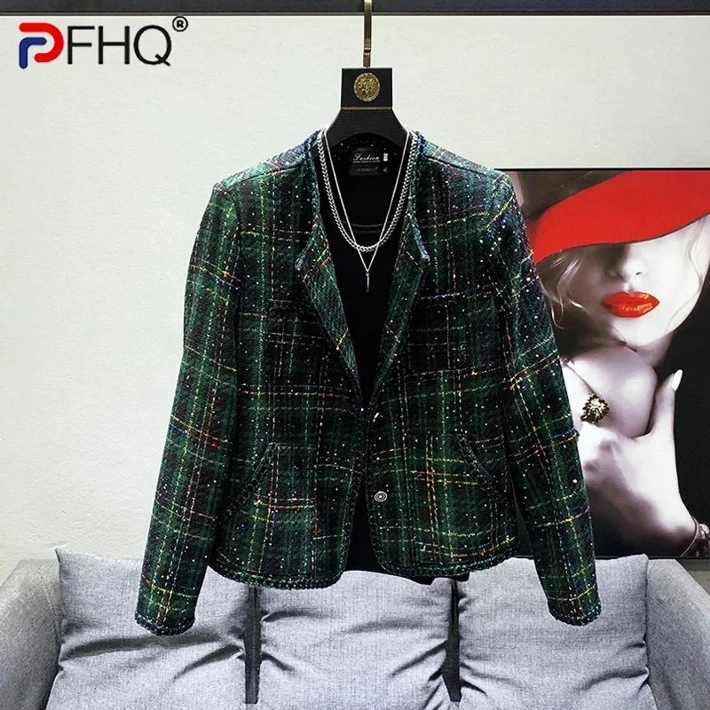 PFHQ Autumn New Korean Trendy Personality Short Elegant Jacket Men's Tops Premium Sense Stylish Luxury Coat High Quality 21F3027