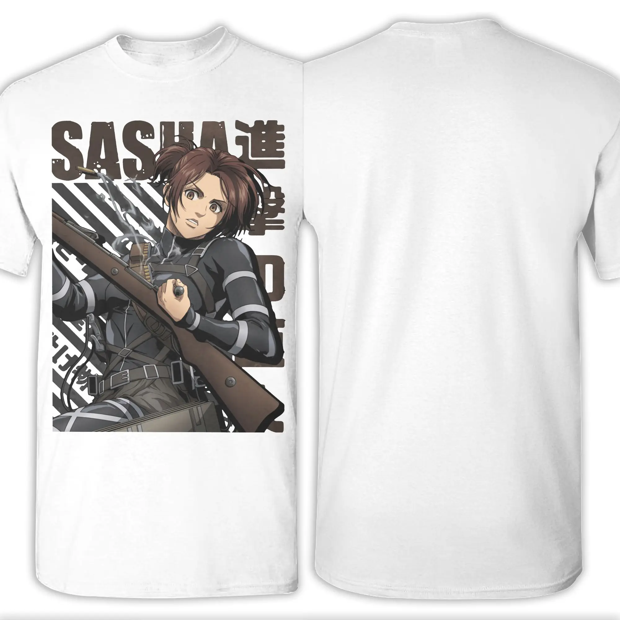 الجدة Shingeki no Kyojin ساشا هجوم على تيتان تي شيرت للرجال Crewneck القطن الخالص تي شيرت AOT قصيرة الأكمام تيز جديد بلايز