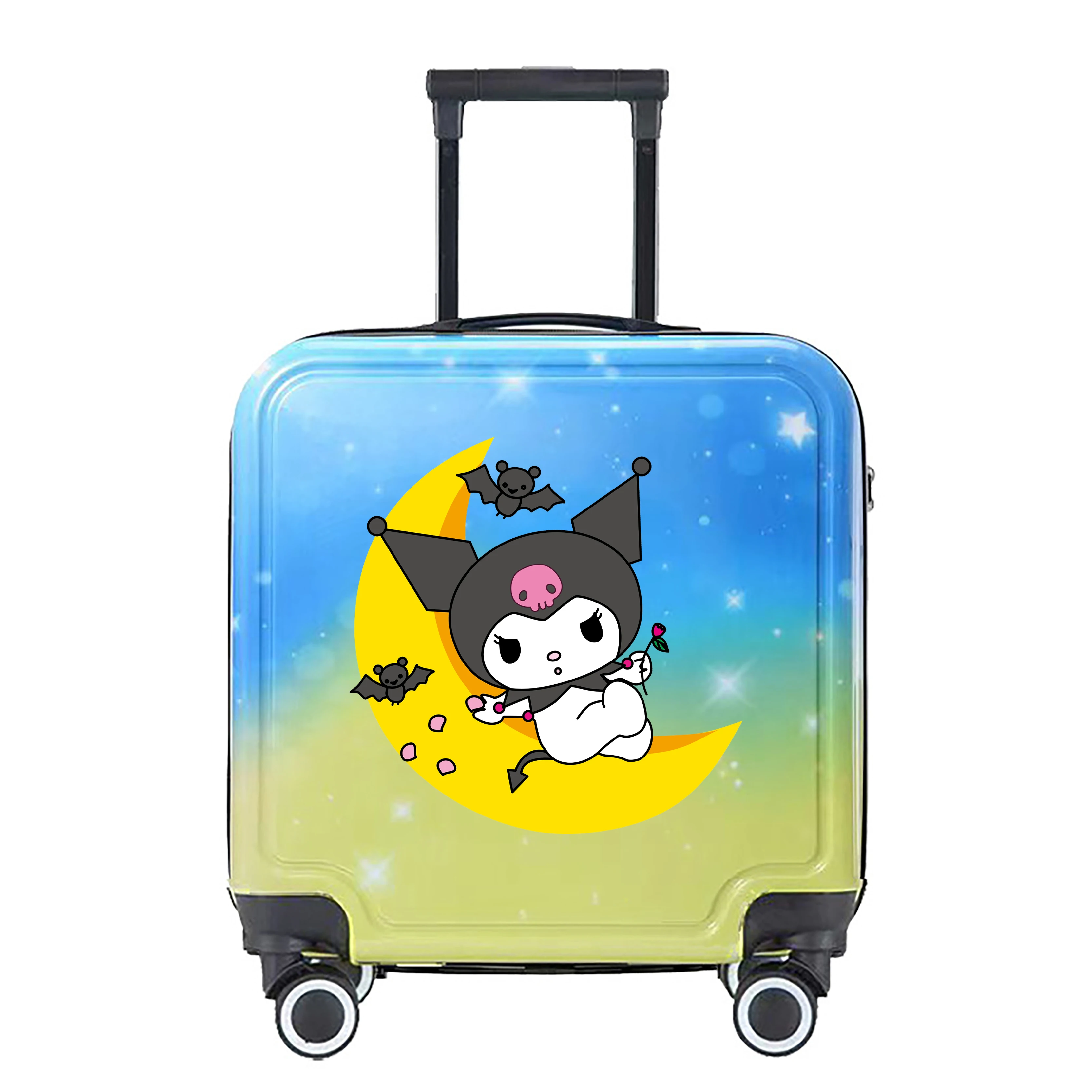 Anime Kawaii Sanrios Gradient Color Trolley Case Sturdy Durable Kids Password Box Suitcase Silent Universal Wheel Boarding Case