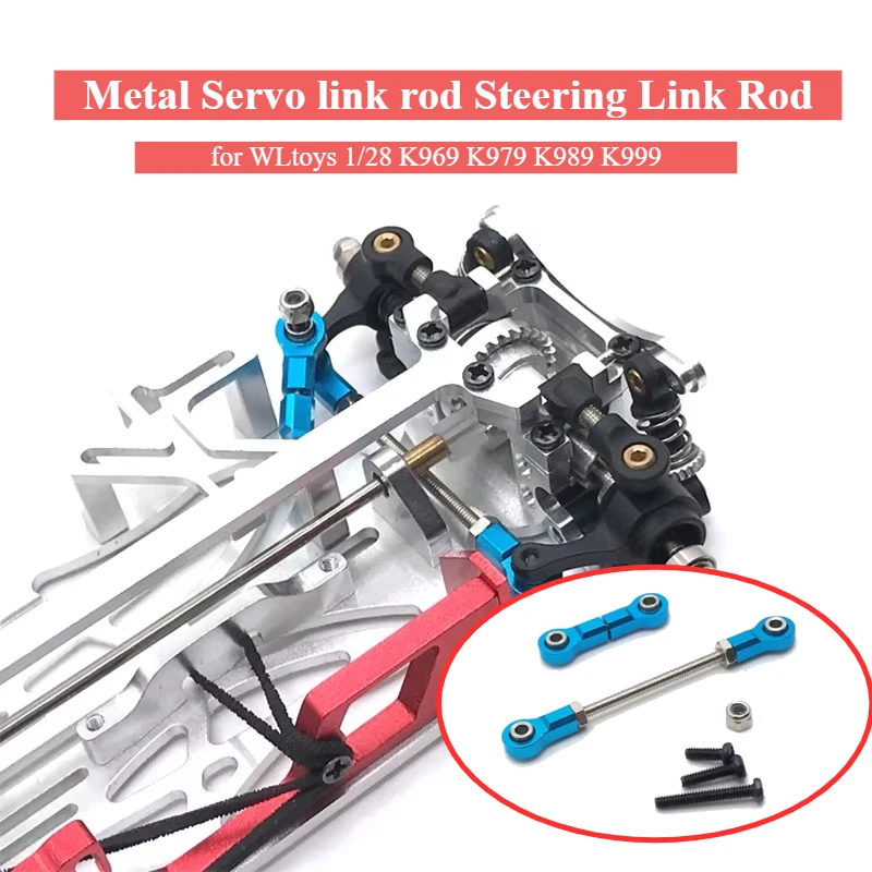 Metal Servo link rod Steering Link Rod Custom Size Upgrade Components for WLtoys 1/28 K969 K979 K989 K999 RC Crawler Accessories