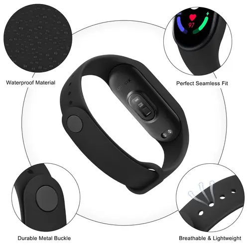 Imagen 2 del producto Correa deportiva de silicona para xiaomi Mi band, pulsera de repuesto para modelos 3, 5, 6, 4, 7, 8 y 9