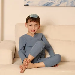 2024 Famliy Pajamas Kids Long Sleeve Ribbed Sleepwear Clothes Set Brother Sister Matching Pyjamas Set