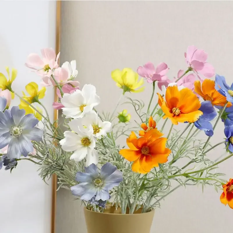 

4pcs Premium Real Touch Artificial Cosmos Flowers Fake Floral Arrangements for Home Weddings Engagements Anniversaries Decor