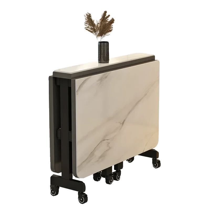 

Simple and modern light luxury rock slab folding dining table removable rectangular household small apartment