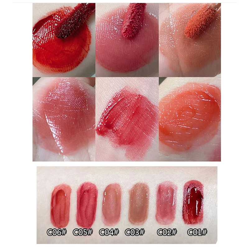 6 Colors Mirror Water Lip Gloss Pearlescent Lustrous Non-stick Cup Lip Stain With Natural Lip Oil Women Makeup Lip Glaze