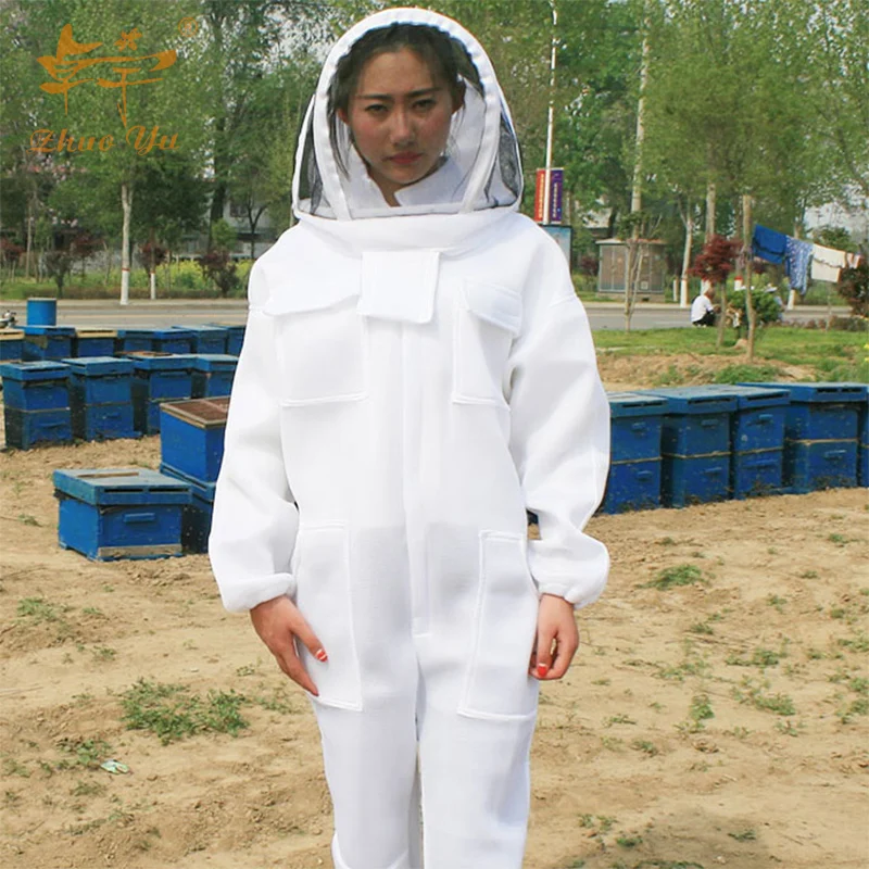 

Factory Supplies Pure Cotton Coverall hooded Beekeeping Suit Protection Clothing Ventilated Fencing Veil Bee Suit Jacket