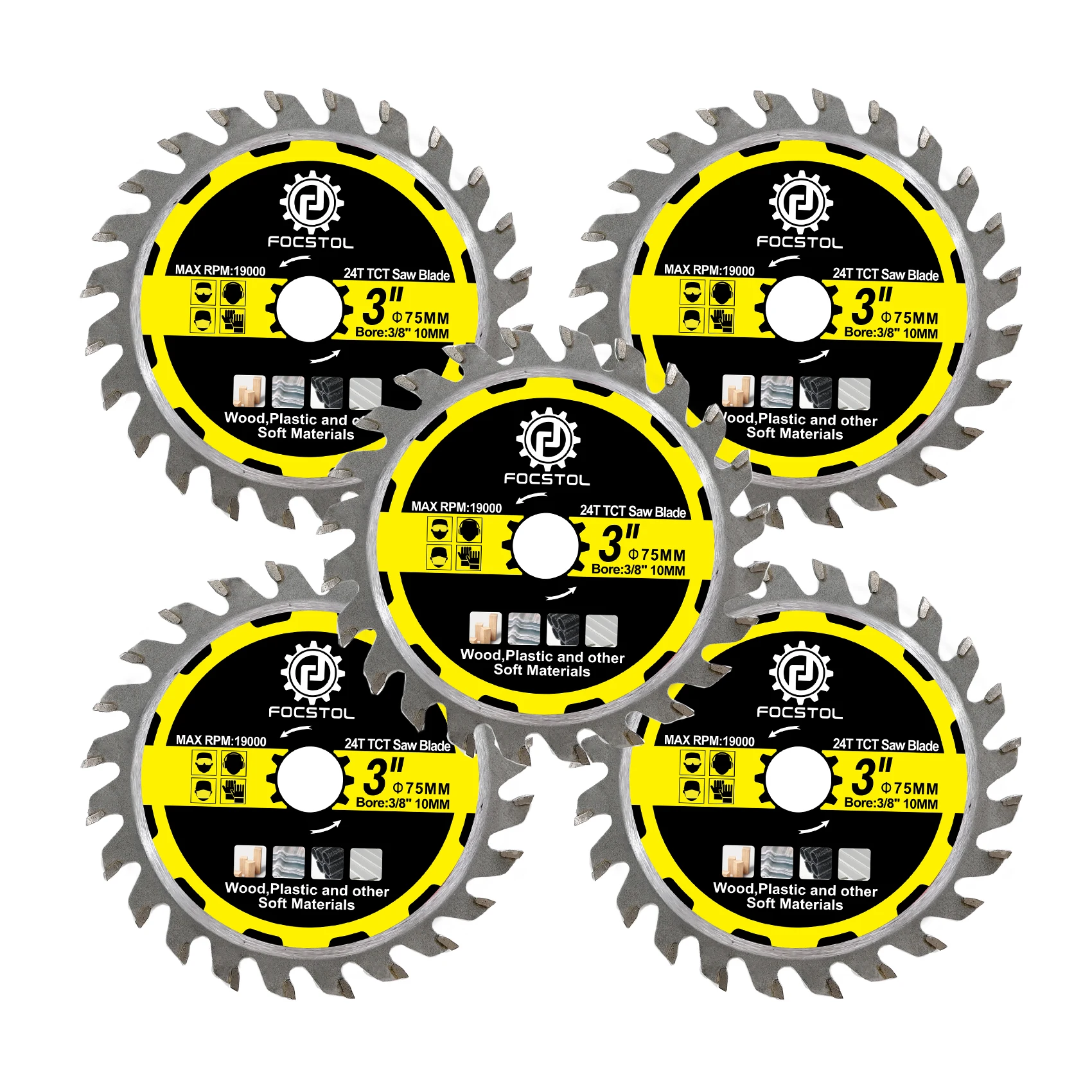 FOCSTOL TCT Cutting Disc Diameter 75/85mm Mini Saw Wood Working Saw Blades Plastics Saw Blade Wood Composites Cutting Disc