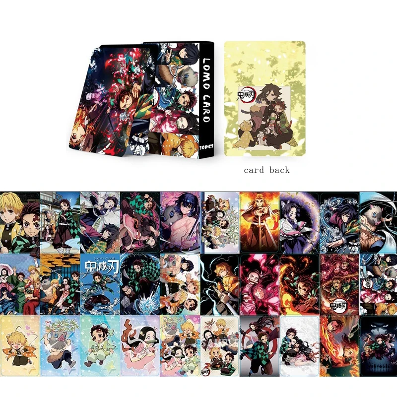 30 Sheets/Set Demon Slayer Kimetsu No Yaiba LOMO Card Mini Postcard Kamado Tanjirou Greeting Cards Photo Card Gift Collection