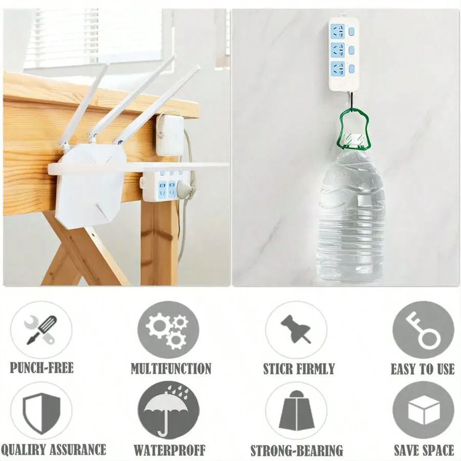 12Pcs Double Sided Self Adhesive Wall Hooks Transparent Invisible Traceless Hook Wall Storage Holder Kitchen Bedroom Organizer