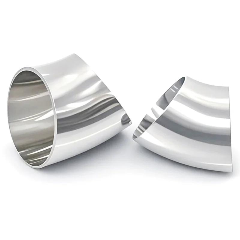 Sanitary Food Grade 45 Degree Weld Elbow 304 Stainless Steel, Polished Butt Weld Pipe Fitting, 19/25/32-102mm OD Press Fitting