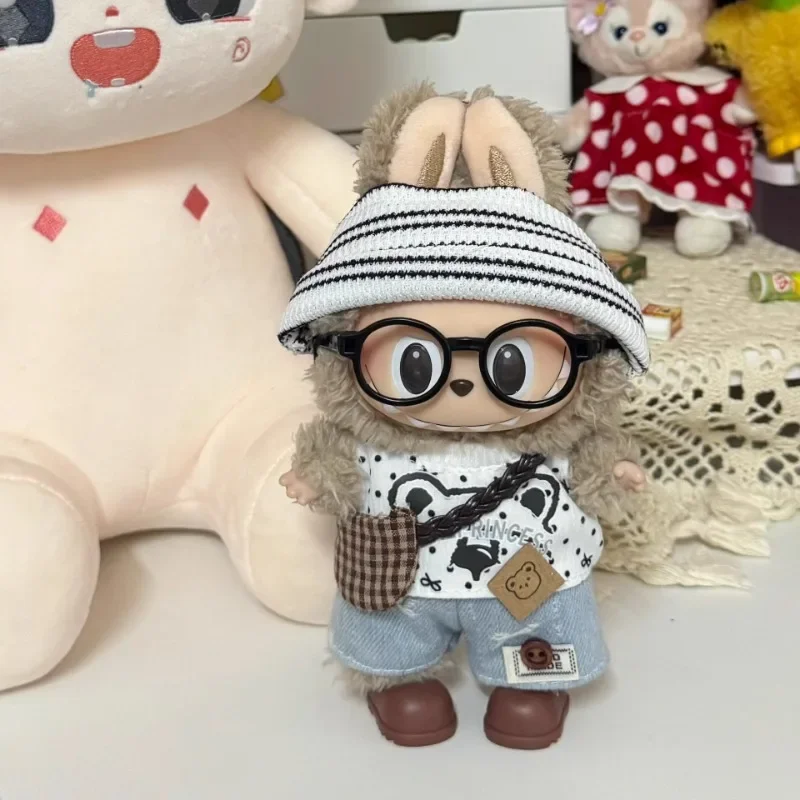 

Kawaii Rustic Overall Set Dolls Outfit Accessories for 17cm Labubu V1 V2 V3 Plush Toy Clothing Rural Bear Strap Pants Set
