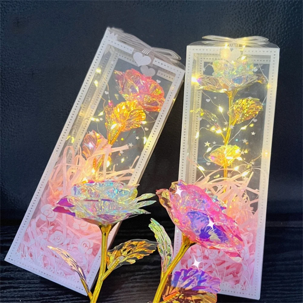 Gift-Wrapped Led Light Stunning Forever-Lasting Golden Plated Rose Flowers Eye-Catching Foil Rose for Loved Ones