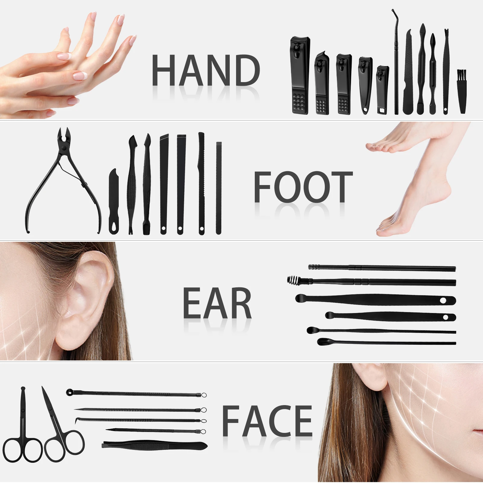 32-delige professionele nagelknipper pedicure schaarset roestvrij staal draagbare manicure nagelknipper gereedschapsset, voor mannen en vrouwen