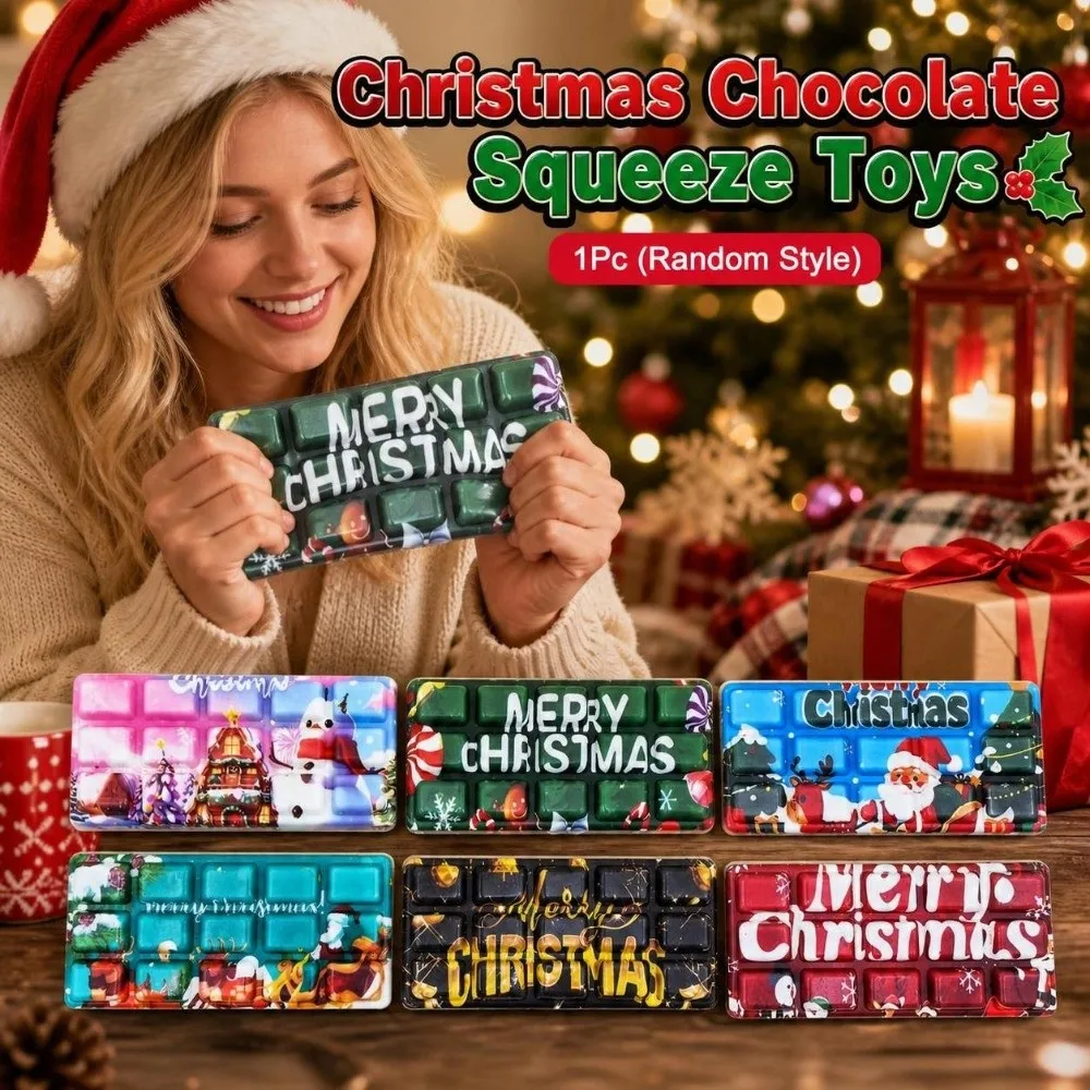 Christmas Big Chocolate Squeeze Toys PU Anxiety Relief Slow Rebound Fidget Toy Elastic Soft Chocolate Squishy Toy Christmas Gift