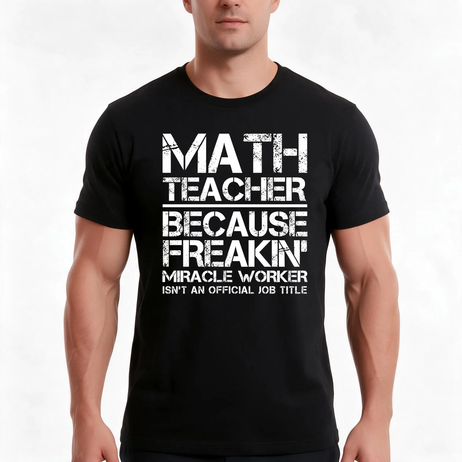Math Teacher Miracle Worker T-Shirt, Summer Casual Cotton Tee, Oversized Streetwear Tops, Vintage Graphic Print, 100% Cotton