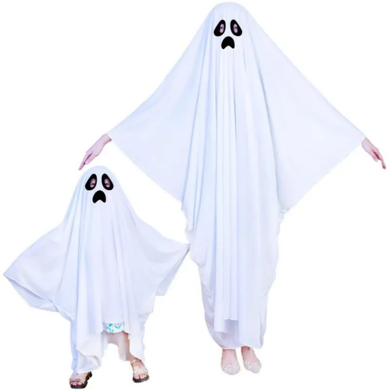 Halloween Children's Ghost Costume for Makeup Ball, Children and Adult Ghost Cloak Clothing Dressing up Pumpkin bag