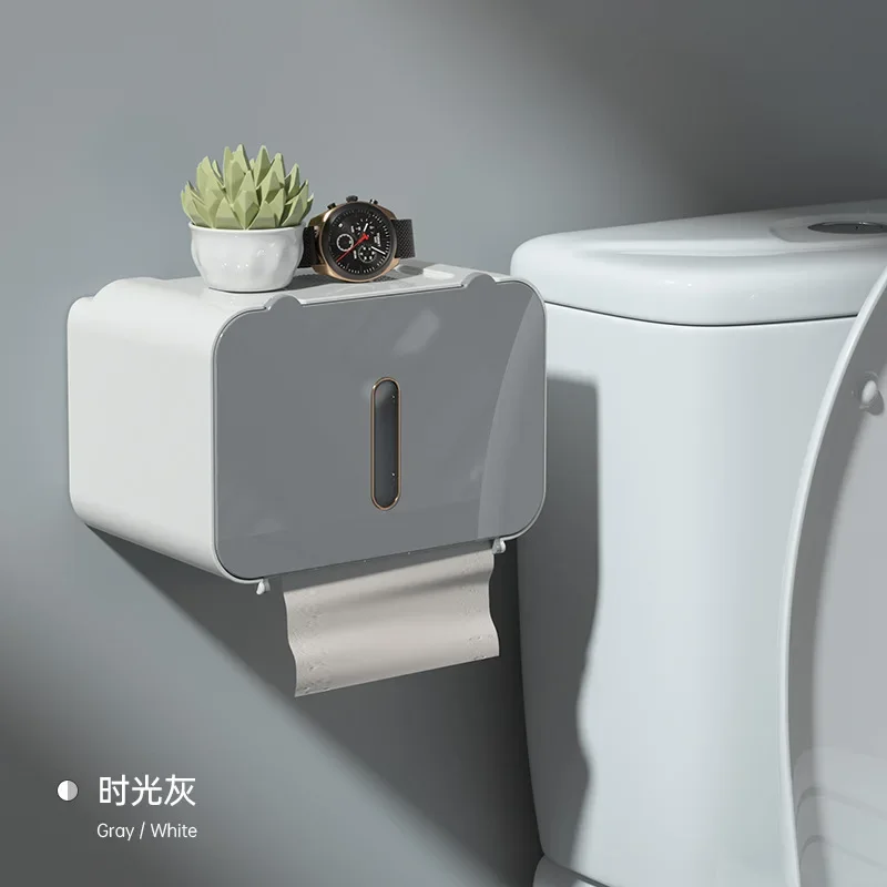 

Automatic Toilet Paper Dispenser Wall-Mounted Smart Toilet Paper Holder Punch-Free BathroomTissue Box Bathroom Accessories