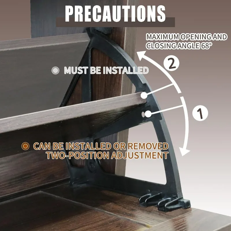 Armoire de rangement pour chaussures avec 2 fermetures à rabat, supports de rangement autoportants minces pour entrée, couloir, organisateurs étroits cachés