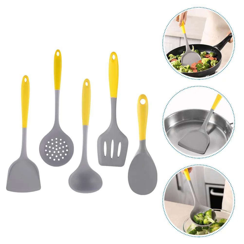 

1Set Silicone Kitchen Utensils Set Cooking Utensil Set with Hanging Hole Ergonomic Wok Spatula Silicon Spoon for Soup Rice