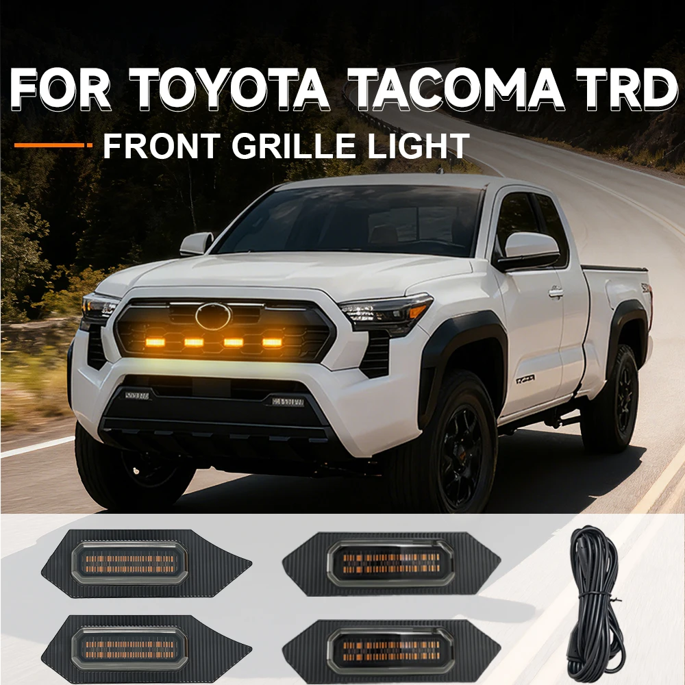 

FOR 2024-2025 TOYOTA TACOMA TRD Specialized center grid small yellow light Front Grille Lights Daytime Running Warning Light