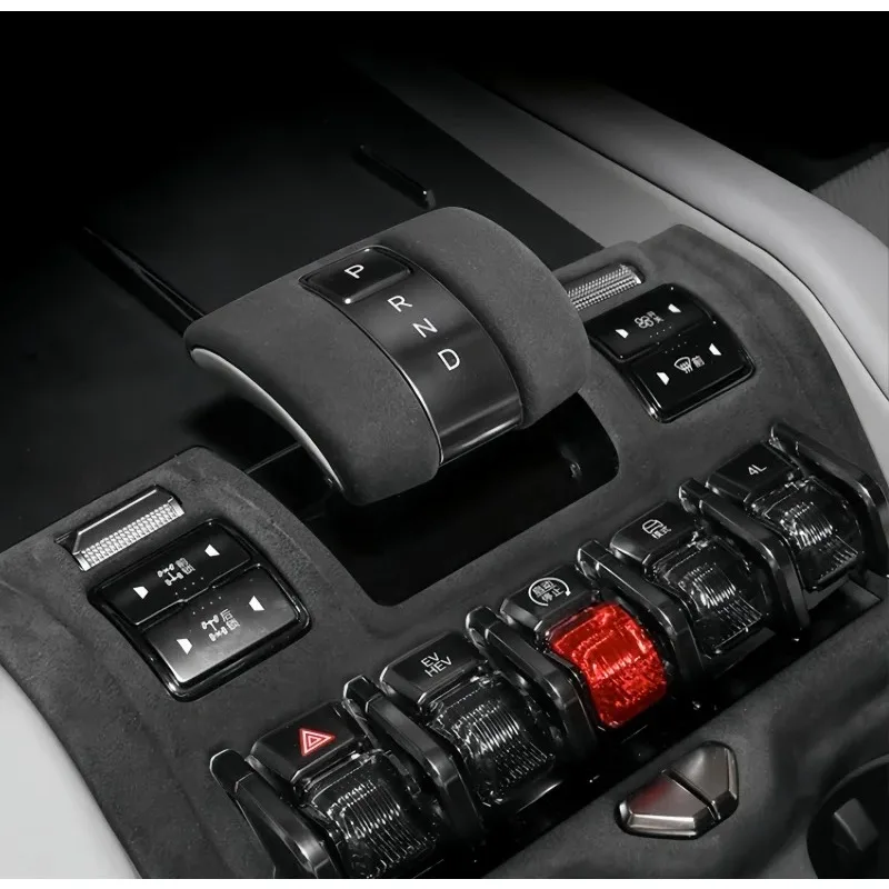 New High Quality Car Central Control Gear Panel Decorative Frame Fit For BYD Leopard 8 Modified Auto Suede Gear Handle Car Inter