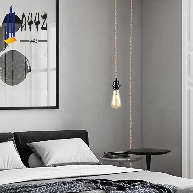 

A44Z-подвесной светильник, комплект подвесных светильников с вилкой переключателя, подвесной светильник из джутовой веревки 15 футов, набор промышленных подвесных светильников - вилка стандарта США