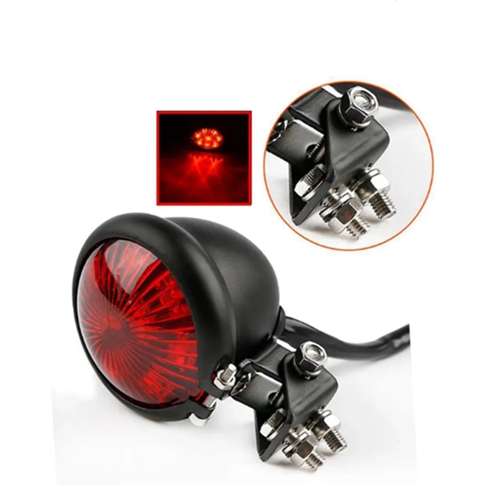 Motorcycle Led Brake Tail Light Retro Small Round Tail Lamp 12v Adjustable Cafe Racer Rear Taillight For Chopper Signal Light