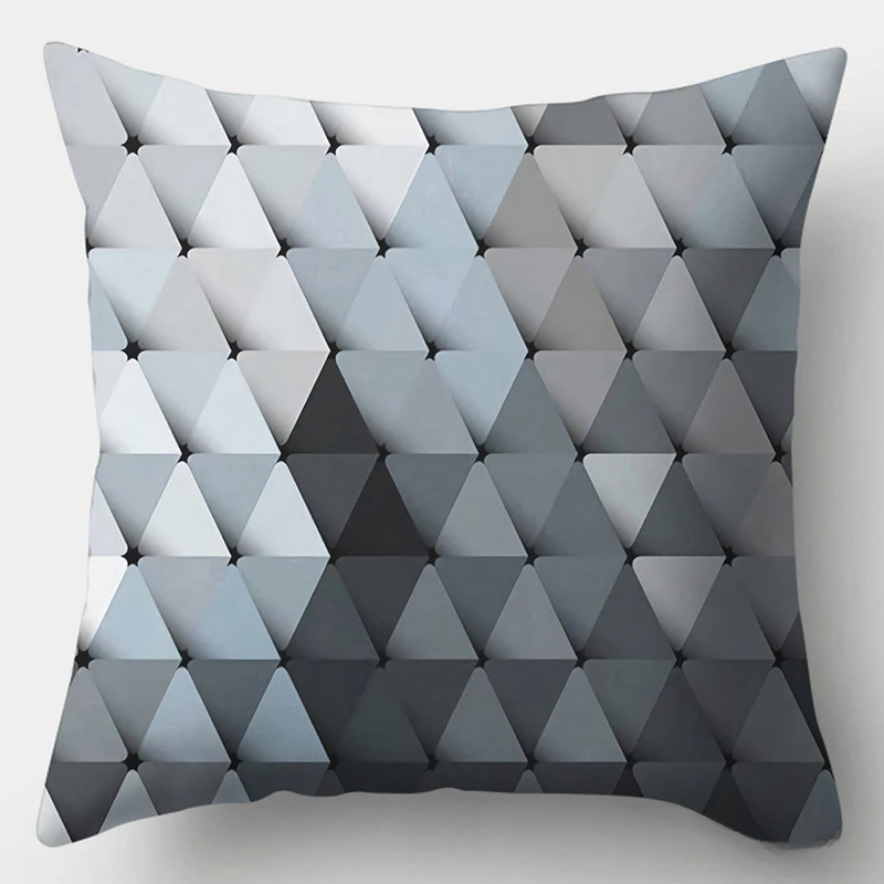 45x45CM Cushion Cover Geometric Pattern Polyester Blue Grey Pillowcase Upholstery Sofa Cushion Throw Pillow Home Decor Pillowcas