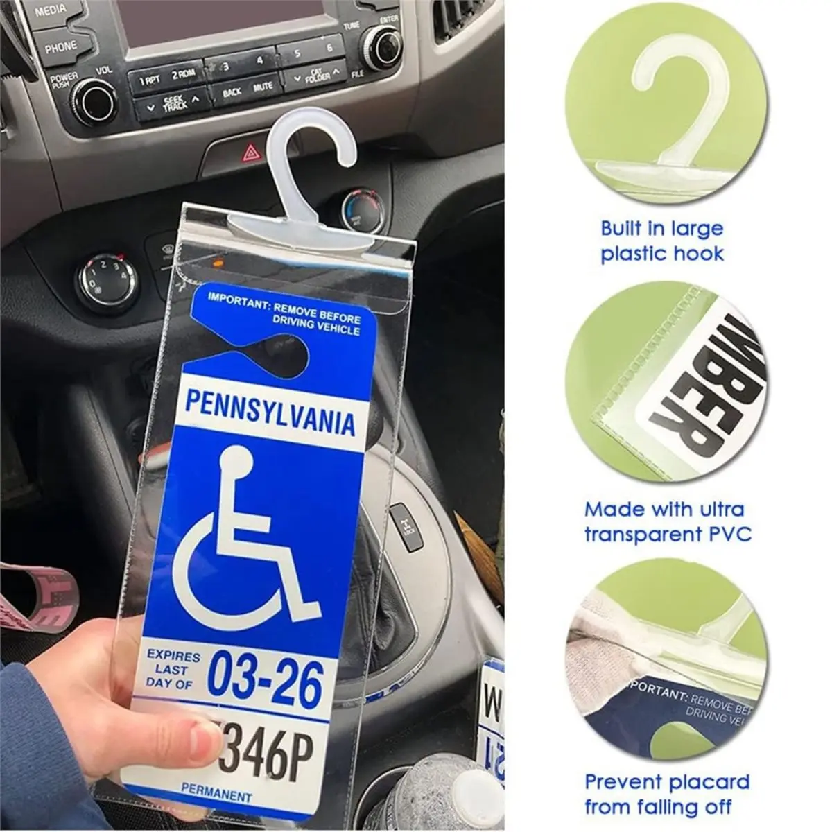 Utility Design 4 Pcs Handicap Placard Holder,Ultra Transparent Disabled Parking Permit Placard Protective Holder Cover